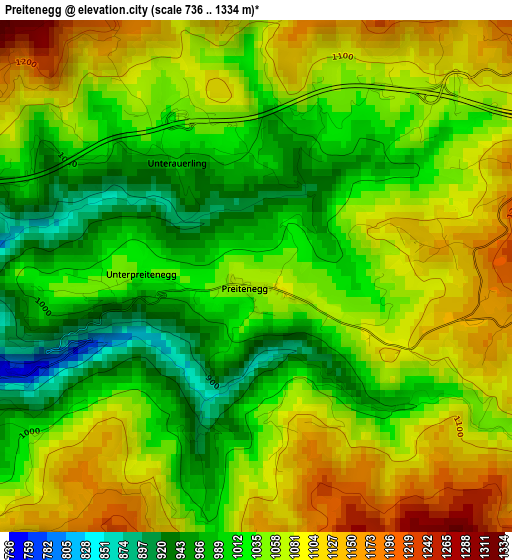 Preitenegg elevation map