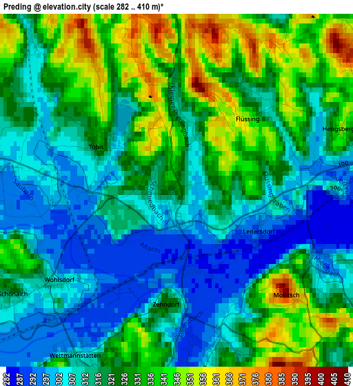 Preding elevation map