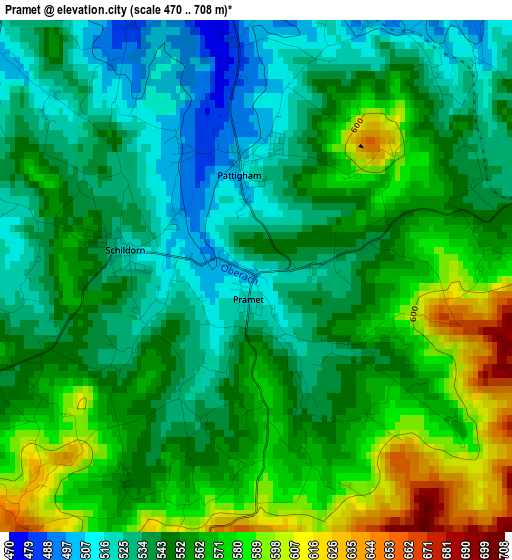 Pramet elevation map