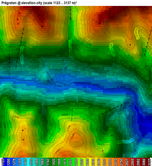 Prägraten elevation map