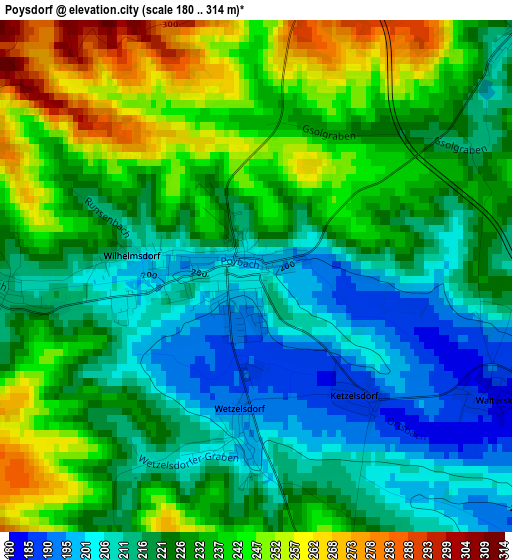 Poysdorf elevation map