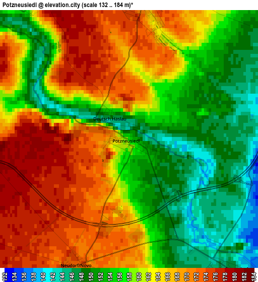 Potzneusiedl elevation map