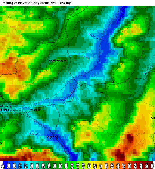 Pötting elevation map