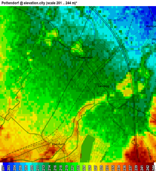 Pottendorf elevation map