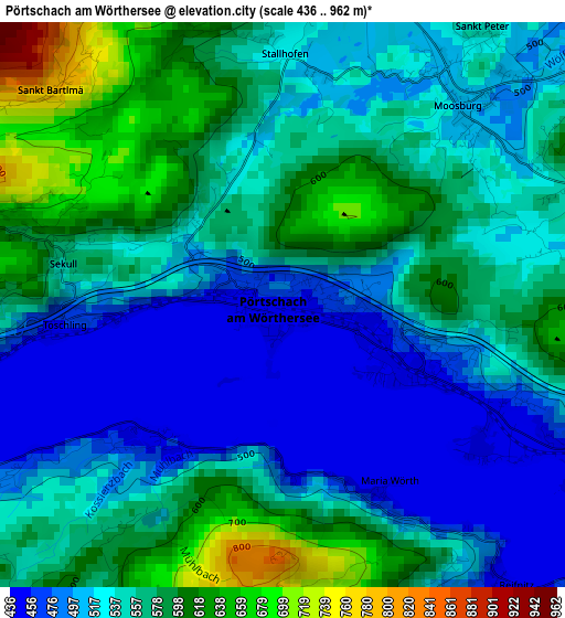 Pörtschach am Wörthersee elevation map