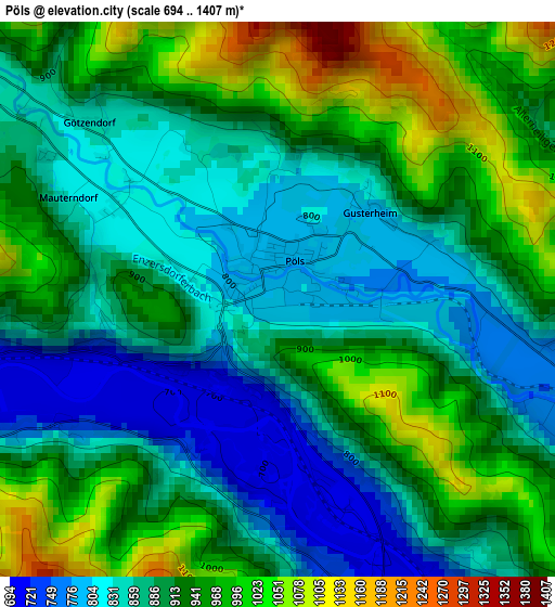 Pöls elevation map