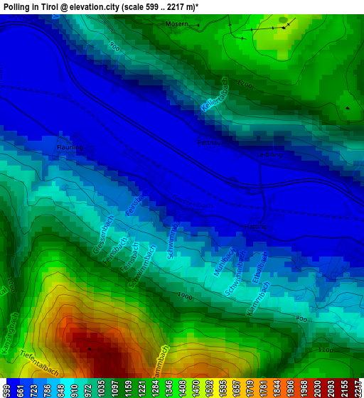 Polling in Tirol elevation map