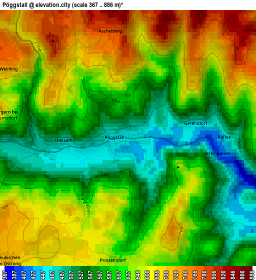 Pöggstall elevation map