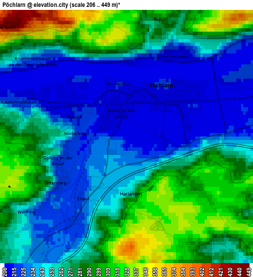 Pöchlarn elevation map