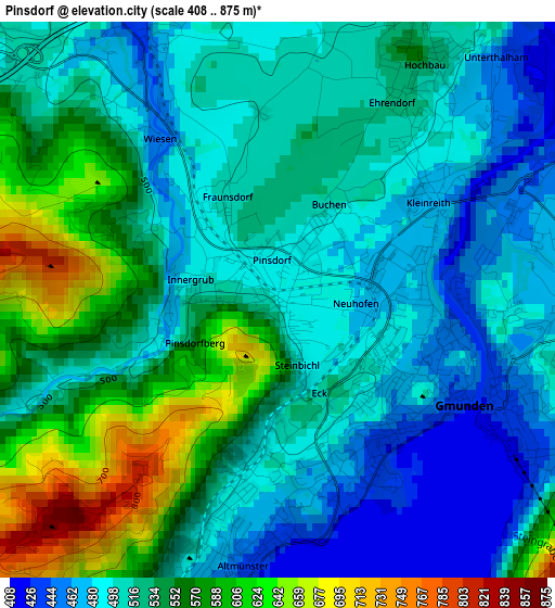 Pinsdorf elevation map