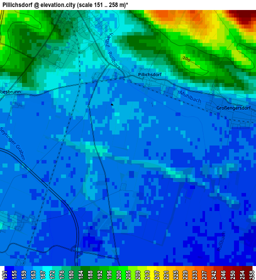 Pillichsdorf elevation map