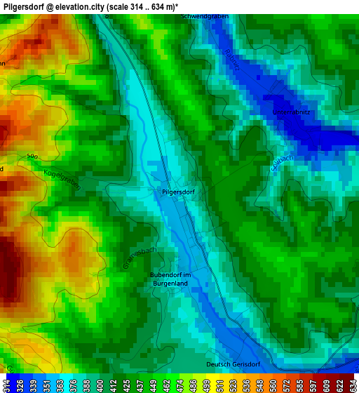 Pilgersdorf elevation map