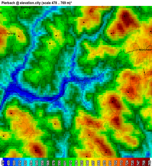 Pierbach elevation map