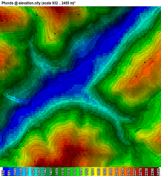 Pfunds elevation map