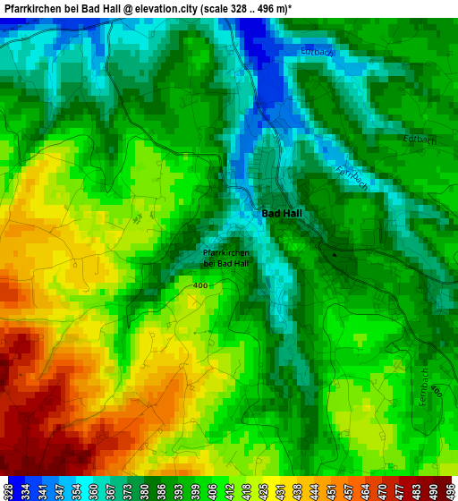 Pfarrkirchen bei Bad Hall elevation map