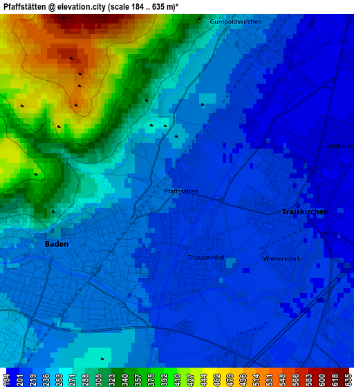 Pfaffstätten elevation map