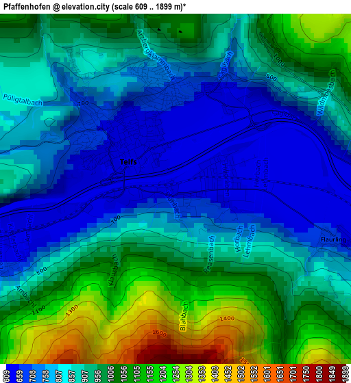 Pfaffenhofen elevation map