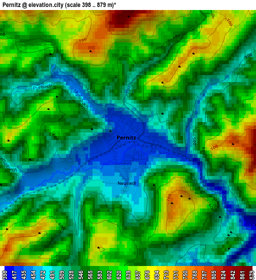 Pernitz elevation map