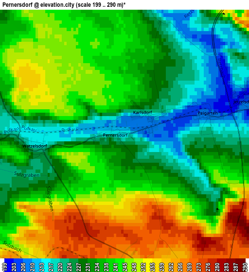 Pernersdorf elevation map