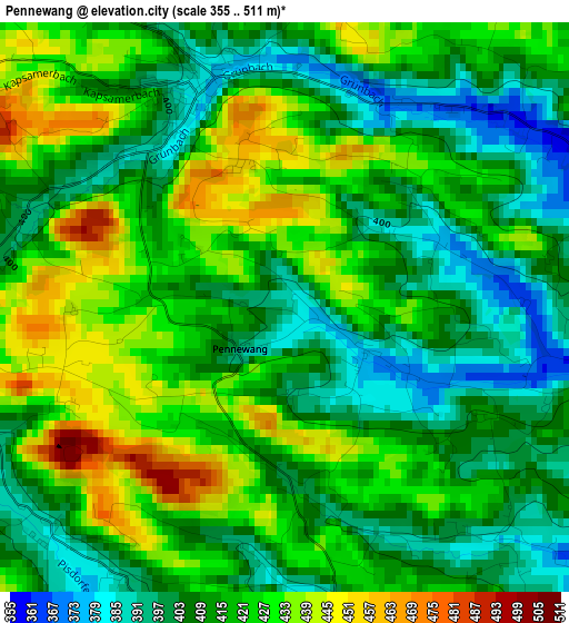 Pennewang elevation map