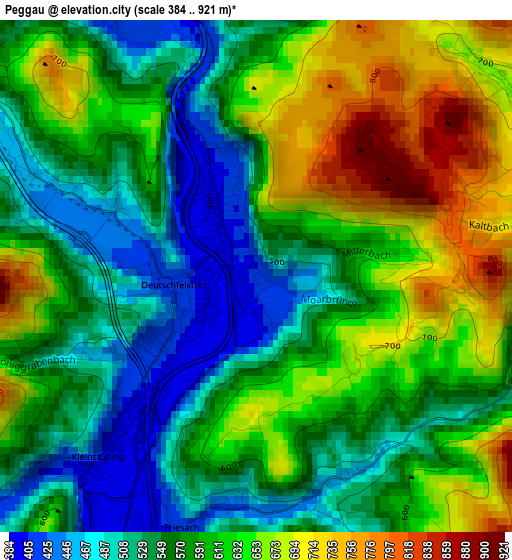 Peggau elevation map