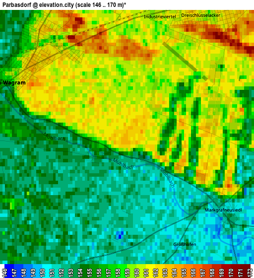 Parbasdorf elevation map