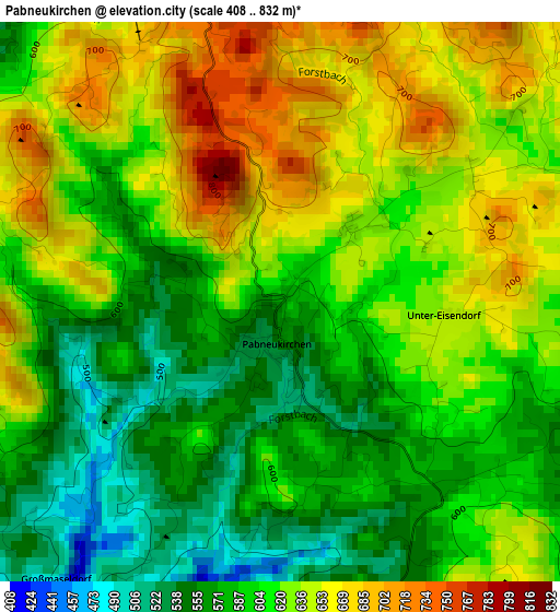 Pabneukirchen elevation map