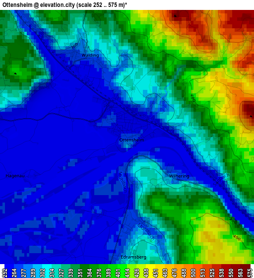 Ottensheim elevation map