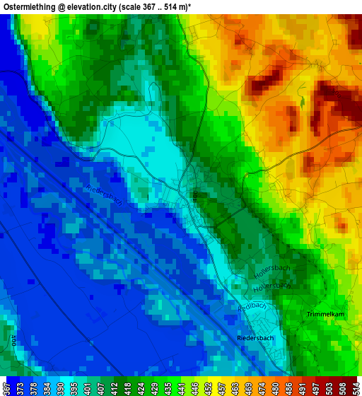 Ostermiething elevation map