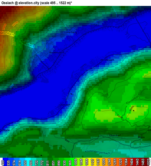 Ossiach elevation map