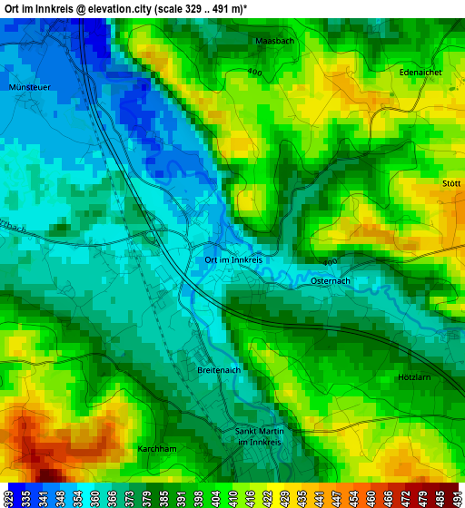 Ort im Innkreis elevation map