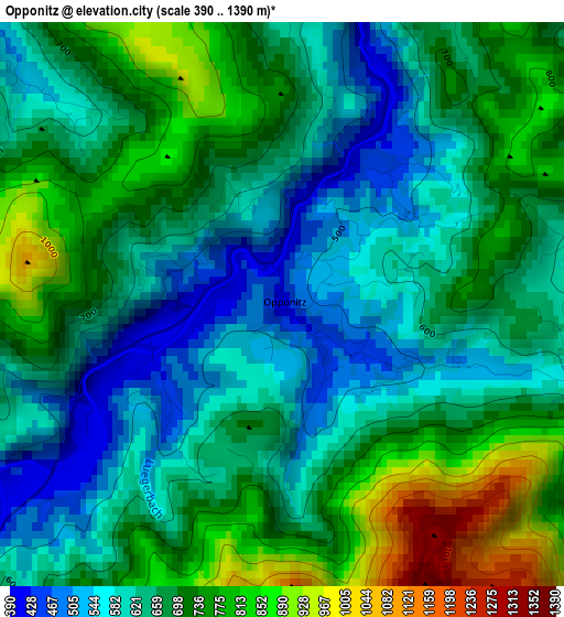 Opponitz elevation map