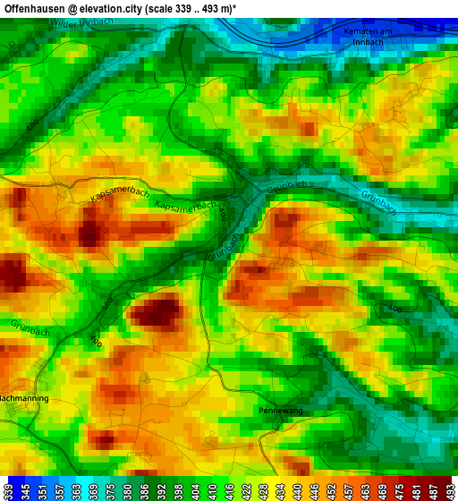 Offenhausen elevation map