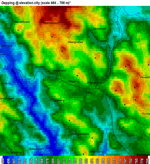 Oepping elevation map