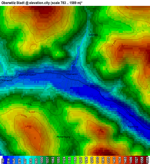 Oberwölz Stadt elevation map