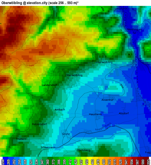 Oberwölbling elevation map