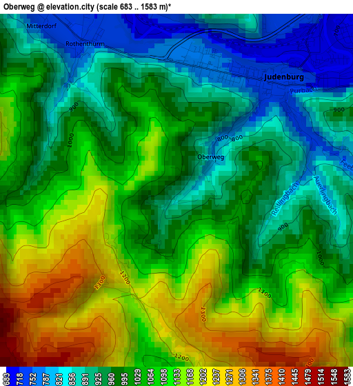 Oberweg elevation map