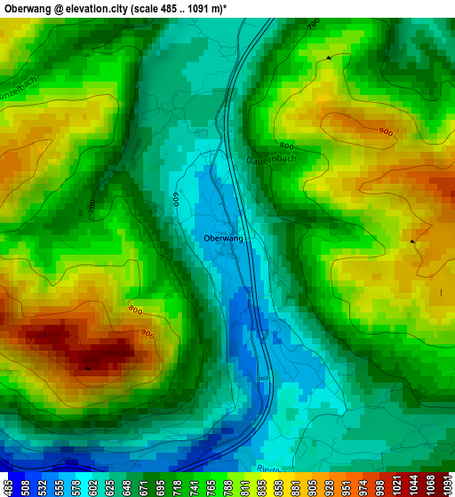 Oberwang elevation map