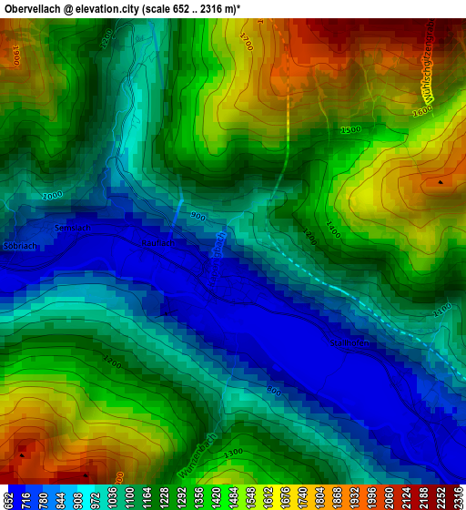 Obervellach elevation map