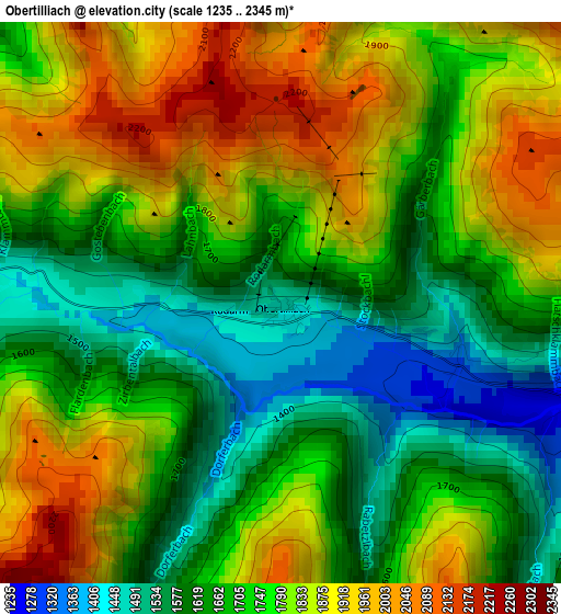 Obertilliach elevation map