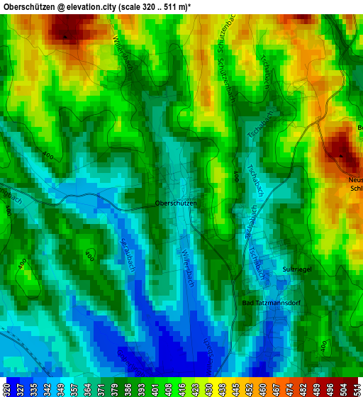 Oberschützen elevation map