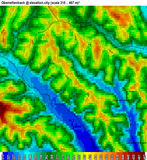 Oberrettenbach elevation map