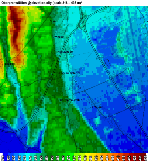 Oberpremstätten elevation map