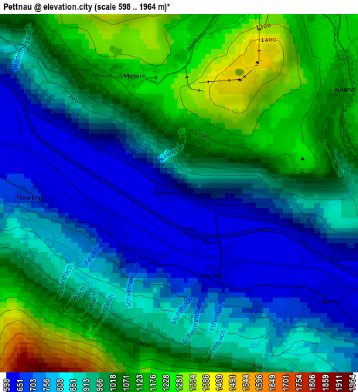 Pettnau elevation map