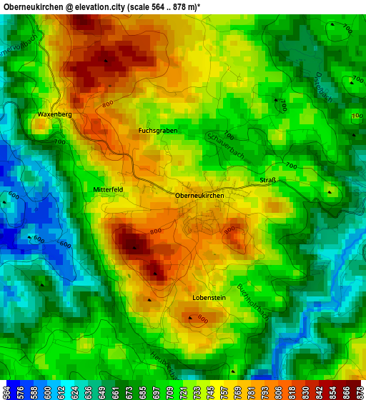 Oberneukirchen elevation map