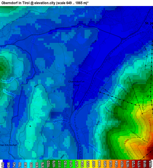 Oberndorf in Tirol elevation map