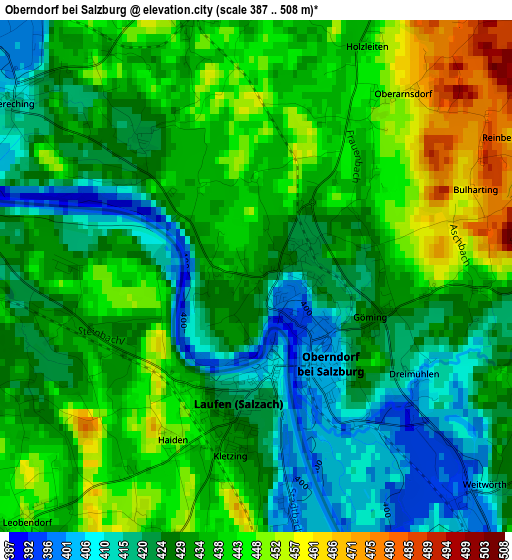 Oberndorf bei Salzburg elevation map