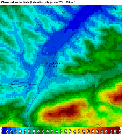 Oberndorf an der Melk elevation map