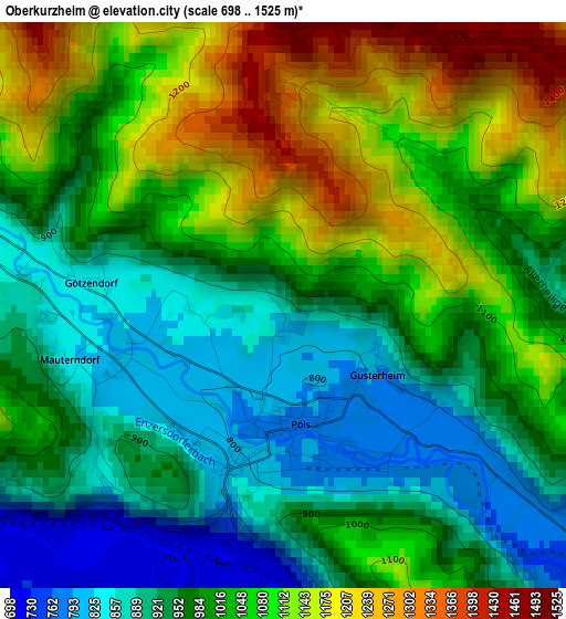 Oberkurzheim elevation map