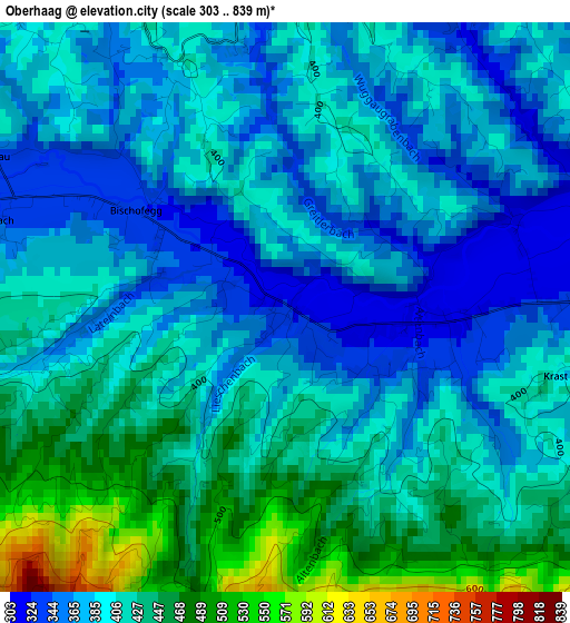 Oberhaag elevation map